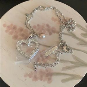 Swarovski Heart Necklace with Gold Pearl